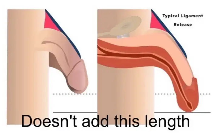 medical illustration of penile ligament release