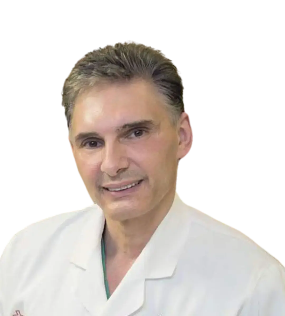 Kenneth Jeff Carney, MD, PHARM, FACS wearing his lab coat and smiling