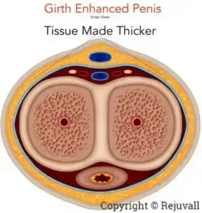 medical illustration cross section of a girth enhanced penis