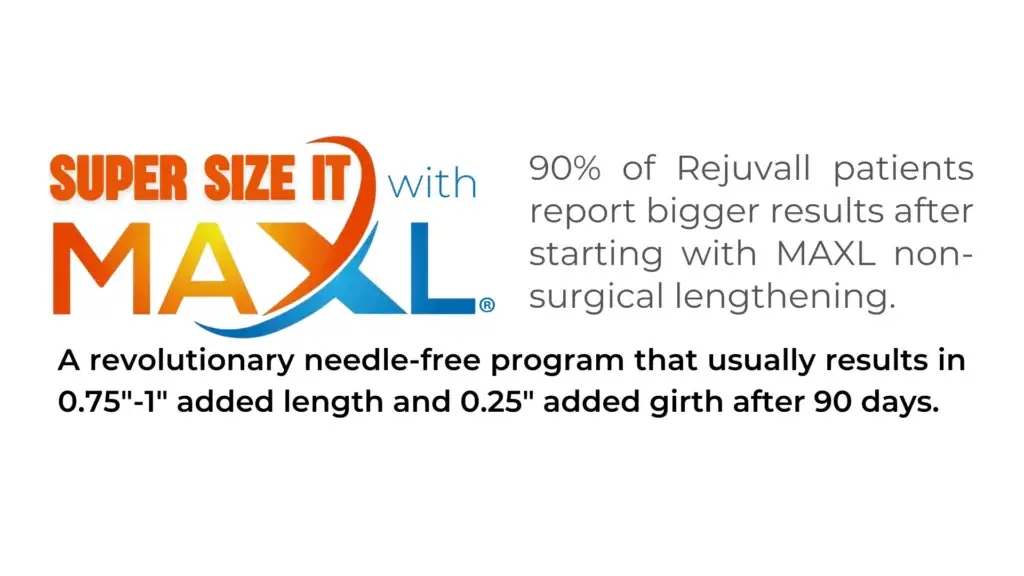 MAXL non surgical lengthening logo with text that says 90% of patients start with MAXL